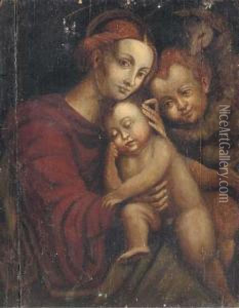 The Madonna And Child With The Infant Saint John The Baptist Oil Painting - Bernardino Luini