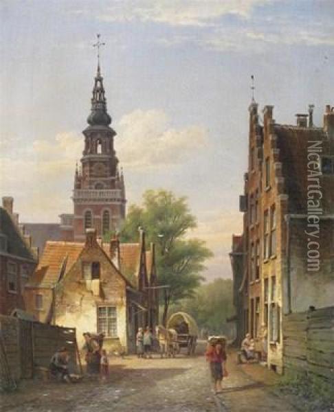 The New Church By The Wood,haarlem Oil Painting - Cornelis Christiaan Dommersen