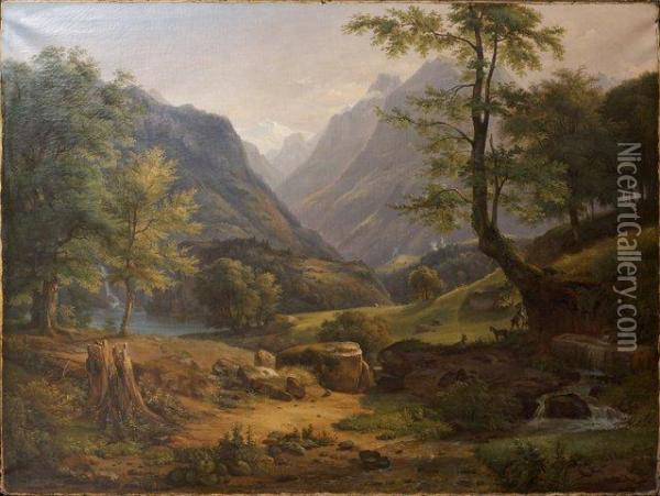Paysage De Suisse Oil Painting - Francois Edme Ricois