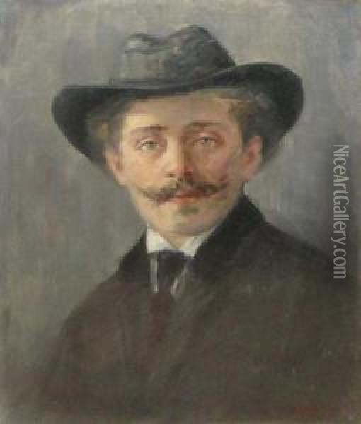 Portretul Prietenului Vintilescu Oil Painting - Nicolae Petrescu Mogos