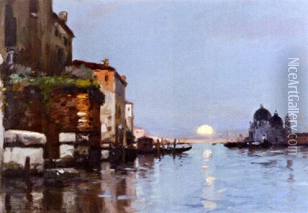 Venise Soleil Couchant Oil Painting - Maurice Bompard