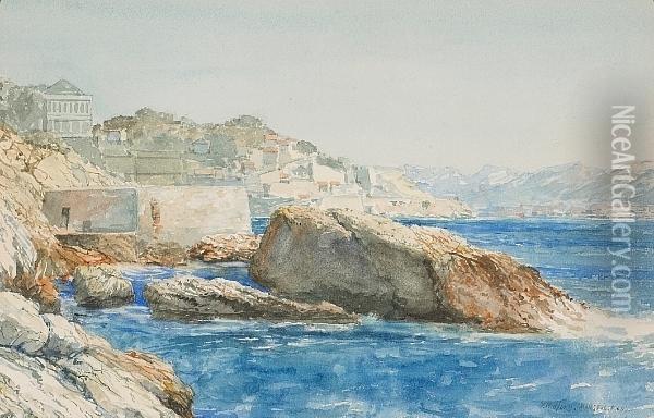Coastal Scene, Marseilles Oil Painting - Gunnar M. Widforss