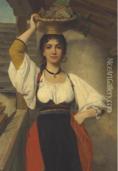 Carrying The Fruit Basket Oil Painting - Emile Levy