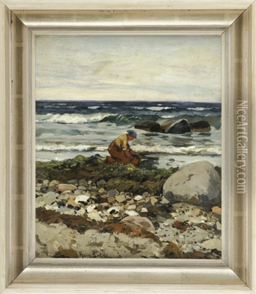 Muschelsammlerin An Der Meereskuste Oil Painting - Hans Von Bartels