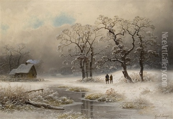Winter's Day Oil Painting - Johann Gustav Lange