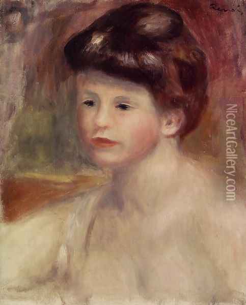 Bust Of A Young Woman Oil Painting - Pierre Auguste Renoir