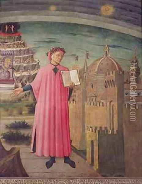 Dante reading from the Divine Comedy Oil Painting - Michelino Domenico di