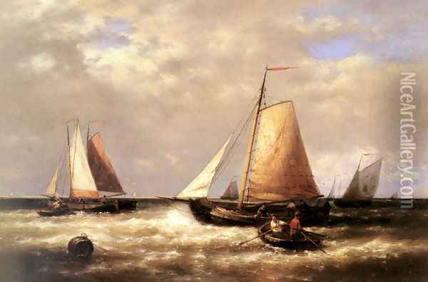 Return of the Fishing Fleet Oil Painting - Abraham Hulk Snr