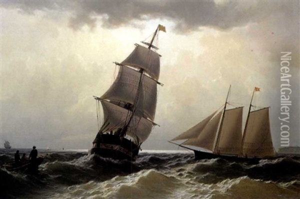 Inbound Whaler Oil Painting - William Bradford