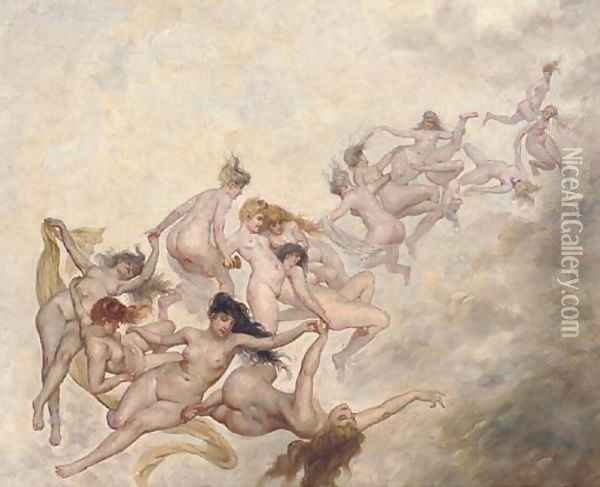 Desporting nymphs Oil Painting - Continental School