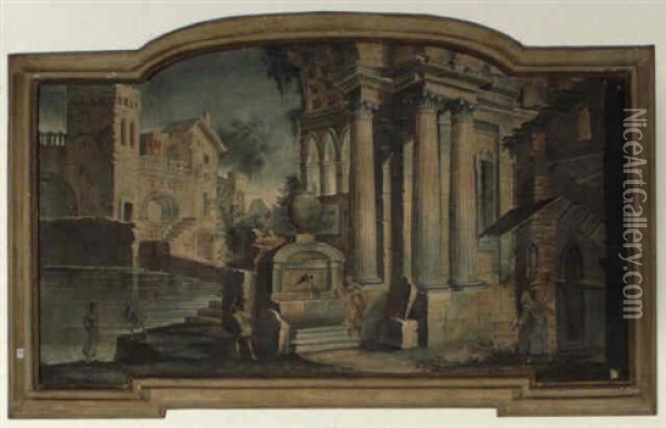 Archtectural Capriccio Oil Painting - Pietro Paltronieri