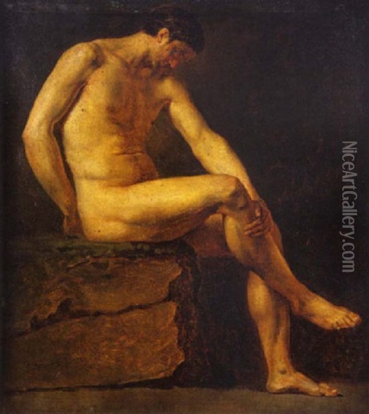 Academie D'homme Assis Oil Painting - Jean Germain Drouais