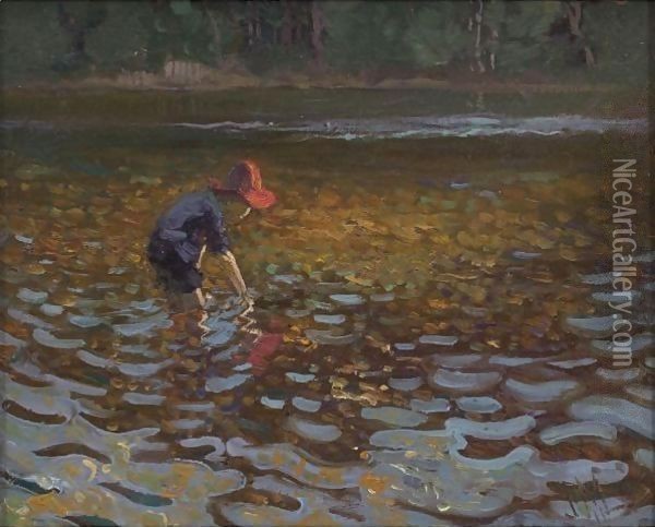 T.M. In Gull River Oil Painting - James Edward Hervey MacDonald
