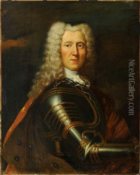 Portrait D'homme En Armure Oil Painting - Jean-Baptiste Oudry