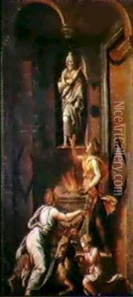 Sacrificio A Giove Oil Painting - Lorenzo Leonbruno