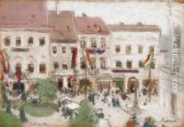 The Rakoczi - Celebration In 
Kassa, 1903, July, 26. The 300th Anniversary Of The War Of Independence 
Led By Ferenc Rakoczi Oil Painting - Jozsef Rippl-Ronai