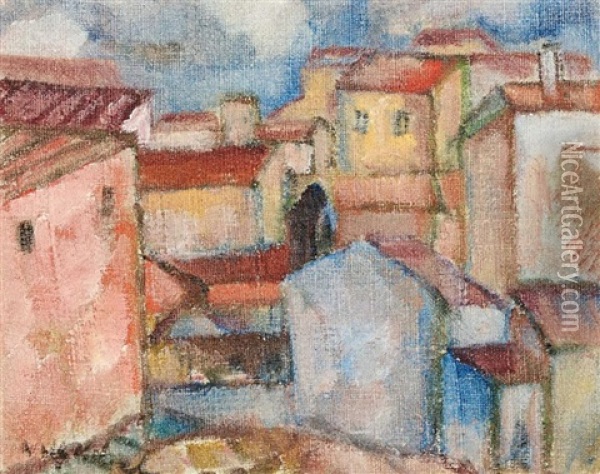 Townscape, Recto; Nude, Verso Oil Painting - Wolf Kibel