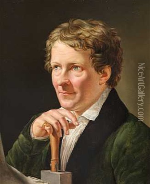 Portraet Af Bertel Thorvaldsen (by Hans Matthison-hansen) Oil Painting - Christoffer Wilhelm Eckersberg