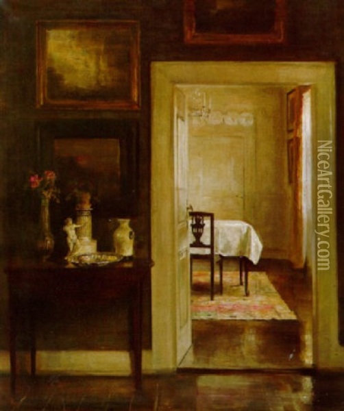Interieur Oil Painting - Carl Vilhelm Holsoe