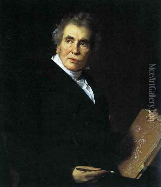 Portrait of Jacques-Louis David Oil Painting - Jerome Martin Langlois