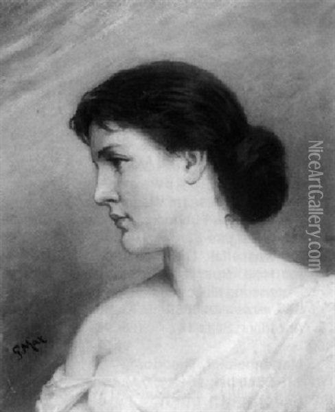 Damenportrat Im Profil Nach Links Oil Painting - Gabriel von Max