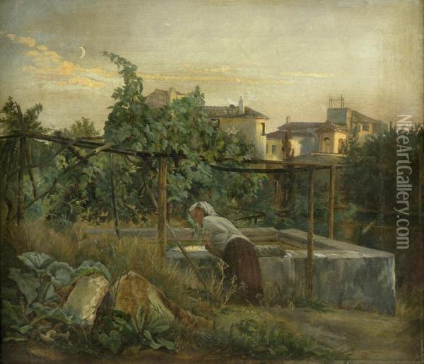 Italienisches Madchen Am Brunnen Oil Painting - Eduard Robert Bary