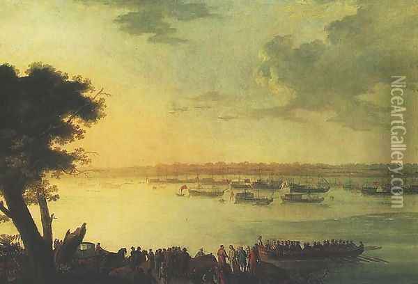 Departure of Catherine the Second from Kaniow in 1787 Oil Painting - Jan Bogumil Plersch
