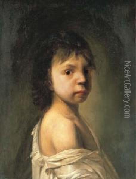 Portrait Of A Boy In A White Shirt Oil Painting - Jan De Bray