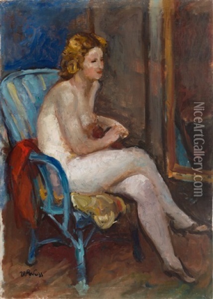 Woman Sitting In Armchair Oil Painting - Wojciech Weiss
