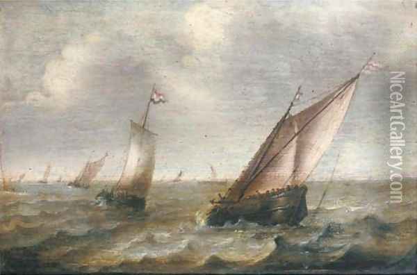 Shipping on choppy waters Oil Painting - Pieter the Younger Mulier