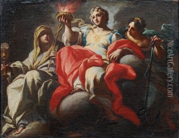 The Three Christian Virtues Oil Painting - Sebastiano Conca
