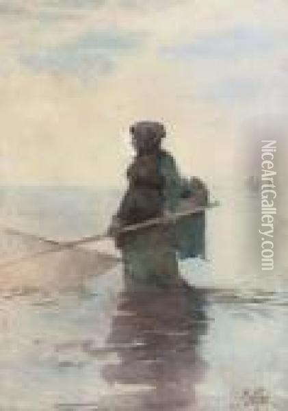 The Shrimper Oil Painting - Hector Caffieri