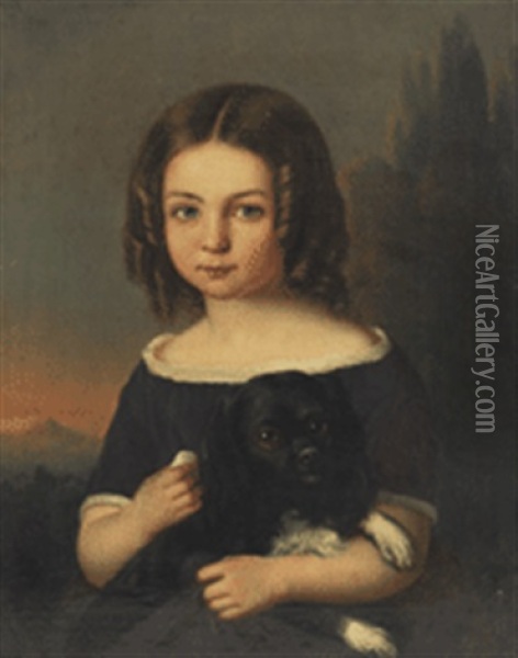 Madchenbildnis Mit Hund Oil Painting - Johann Joseph Leyendecker