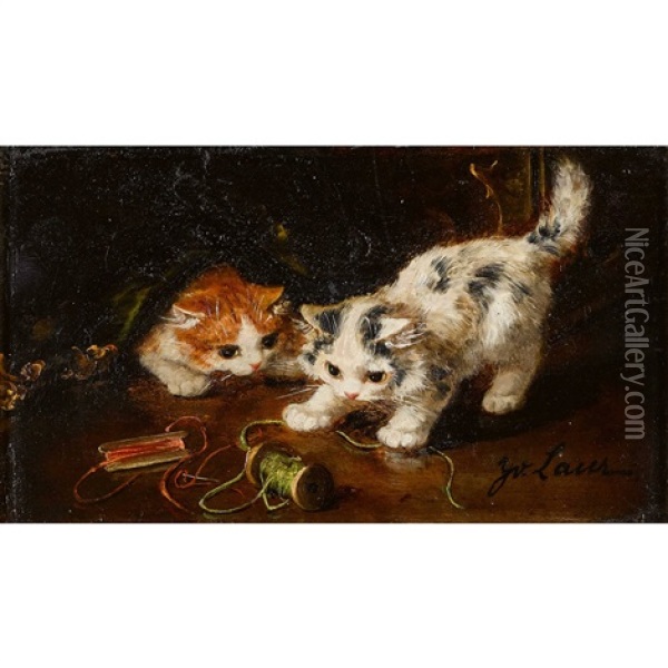 Spielende Katzchen Oil Painting - Marie Yvonne Laur