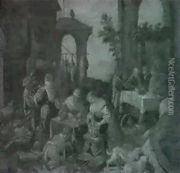 Le Festin Oil Painting - Jacopo dal Ponte Bassano