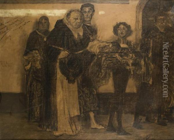 Savonarola Rifiuta Gli Onori Di Papa Alessandro Vi Oil Painting - Giulio Bargellini
