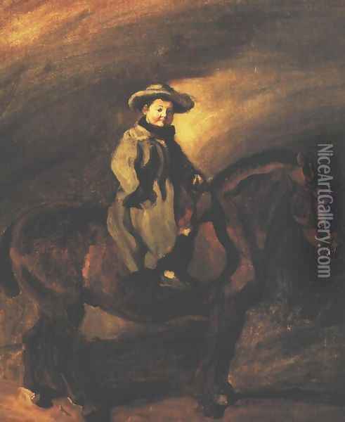 Artist's Son on a Pony Oil Painting - Piotr Michalowski
