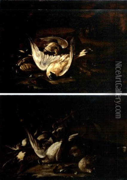 Nature Morte Con Cacciagione (pair) Oil Painting - Baldassare De Caro