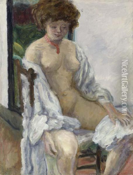 Nu Au Peignoir Oil Painting - Pierre Bonnard