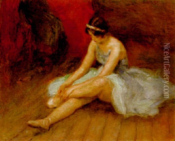Danseuse Au Repos Oil Painting - Lucien Rene Mignon