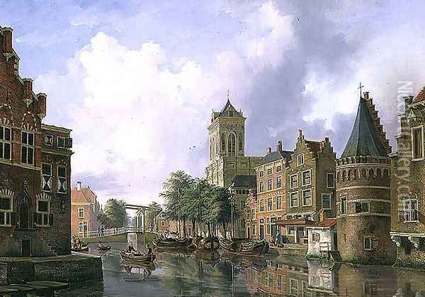 Amsterdam Street Scene Oil Painting - Petrus Augustus Beretta