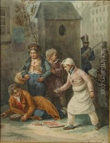 Le Jeux De Billes Oil Painting - Joseph-Louis Hippolyte Bellange