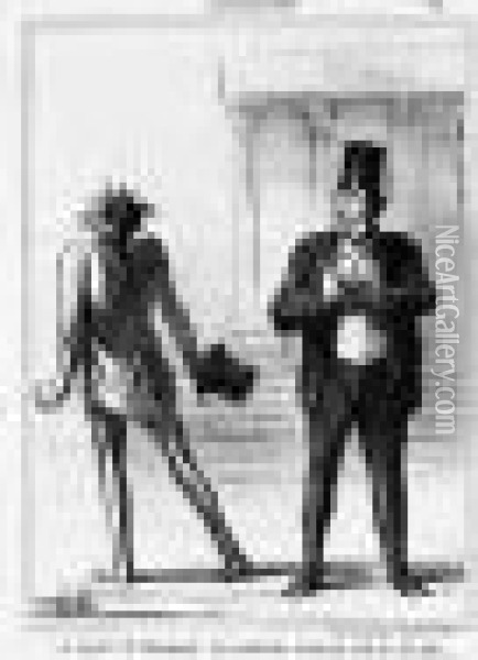 [bourse]. Voila Un Inventeur De Fusils A Aiguille... (actualites, Pl. 96). 1867. Oil Painting - Honore Daumier