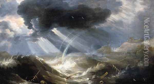 The Great Flood Oil Painting - Bonaventura, the Elder Peeters