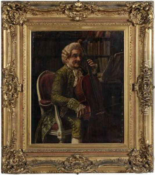 The Cellist Oil Painting - Antonio Zoppi