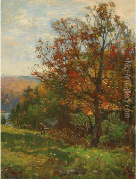 Hunter In The Wild Oil Painting - Peleg Franklin Brownell