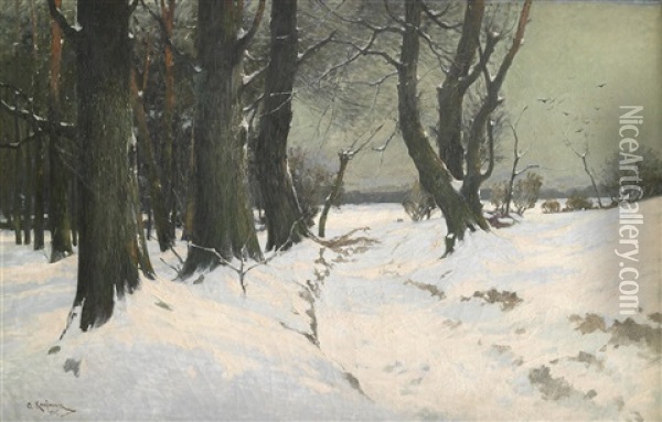 Winterabend Oil Painting - Adolf Kaufmann