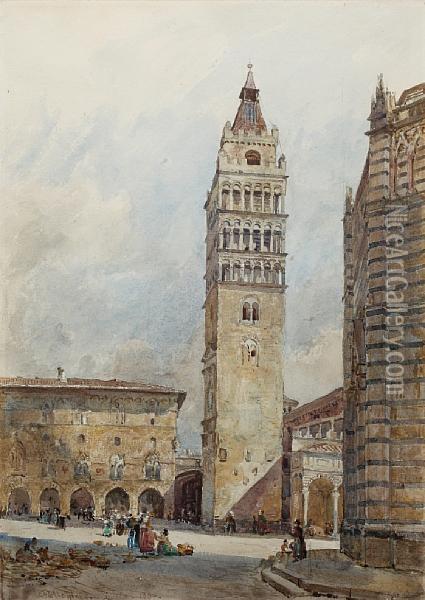 An Italian Piazza Oil Painting - John Fulleylove