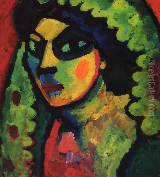 Sicilain Woman with Green Shawl Oil Painting - Alexei Jawlensky