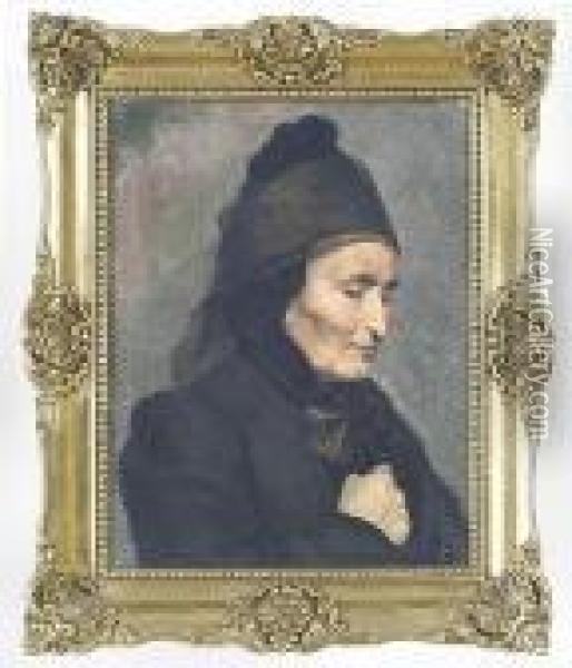 Portret Kobiety W Czerni Oil Painting - Stanislaw Kamocki